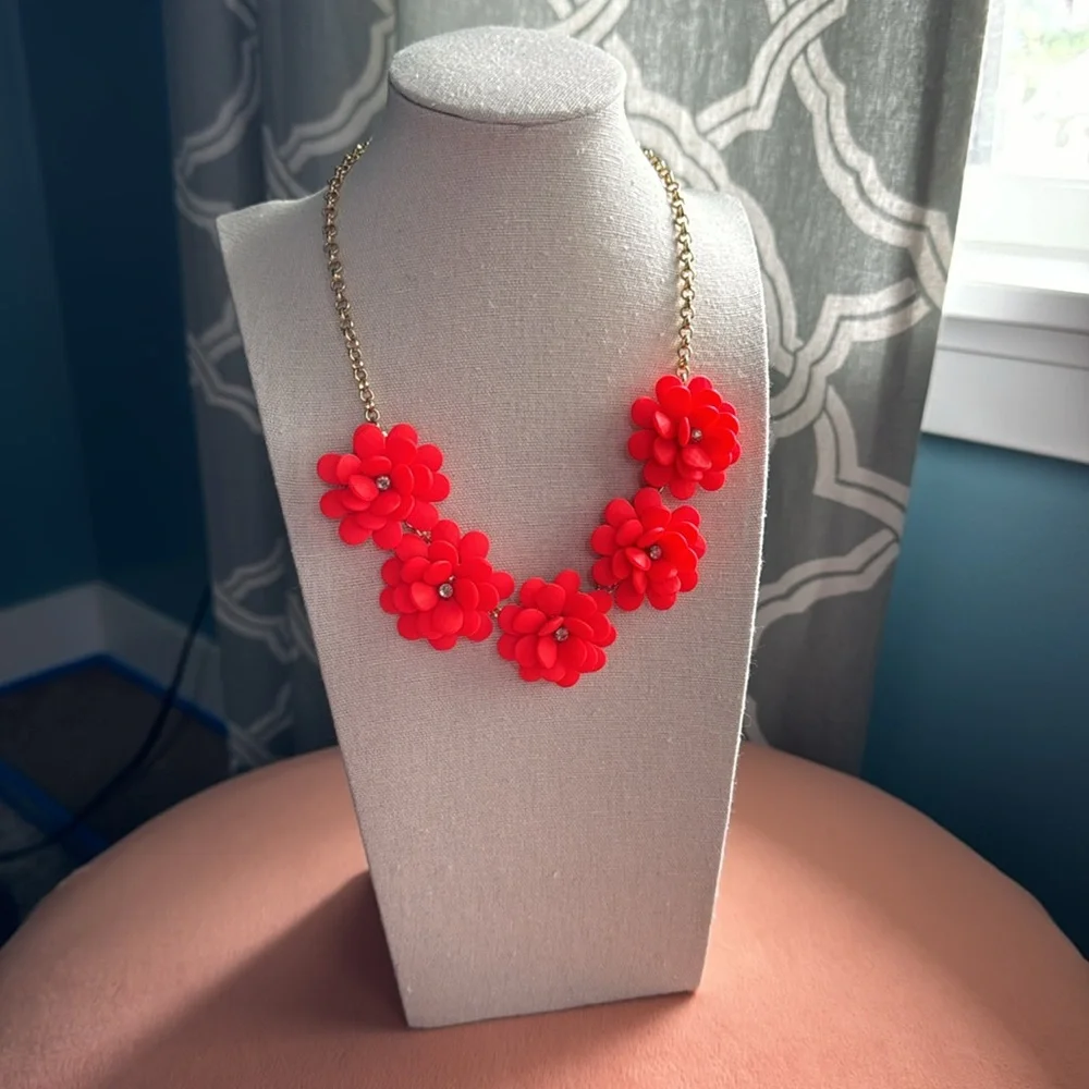 Crewcuts by J. Crew Girl’s Bright Coral Floral Statement Necklace